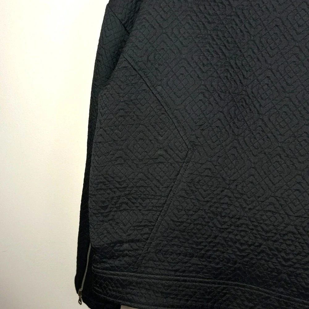 Rebecca Minkoff Black Quilted Moto Jacket Floral Lining Size M - Picture 14 of 14